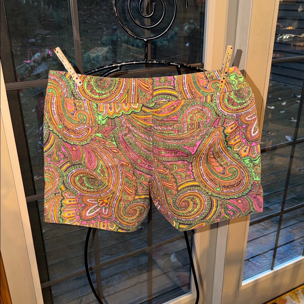 J. Crew Colorful Paisley Print Sz 6 Women's Chino Shorts w Pockets‎ - Picture 4 of 9